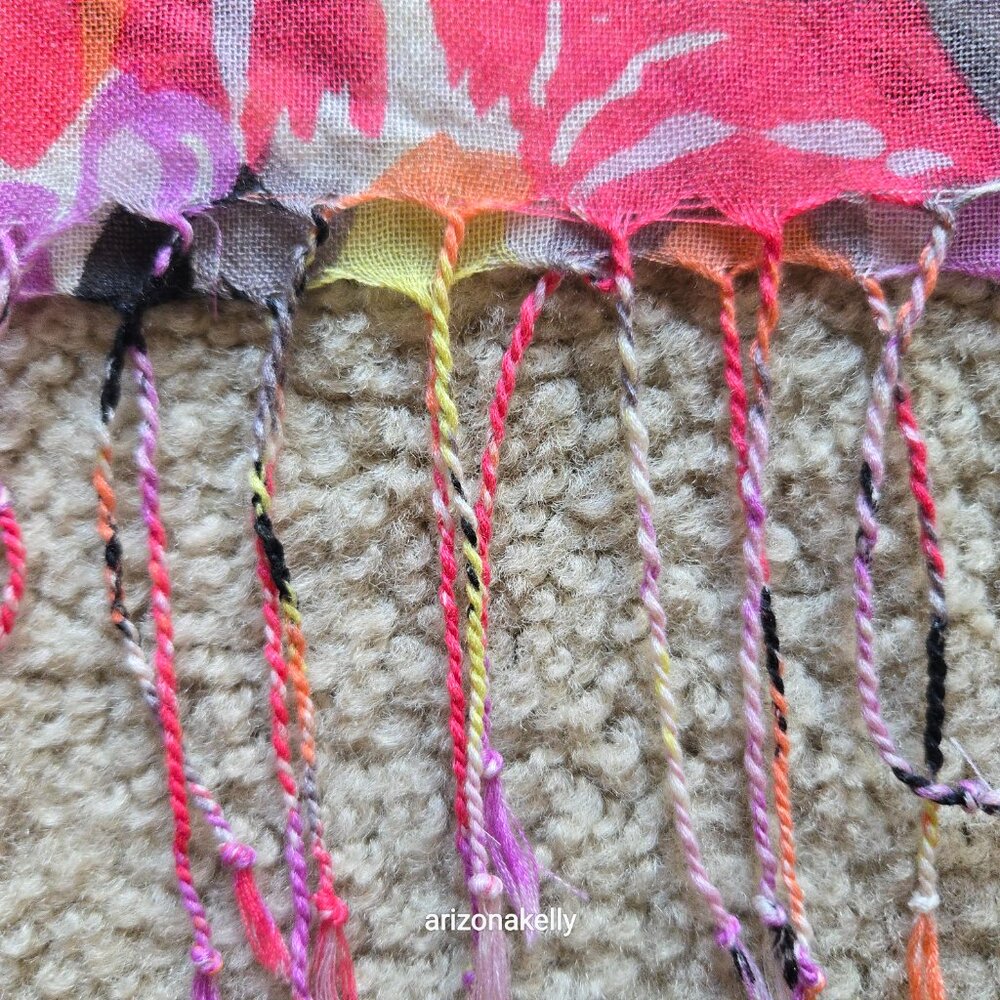 Lily Pulitzer Cashmere Silk Murfee Scarf Pink Floral Pop Pink in the Garden - Picture 8 of 11